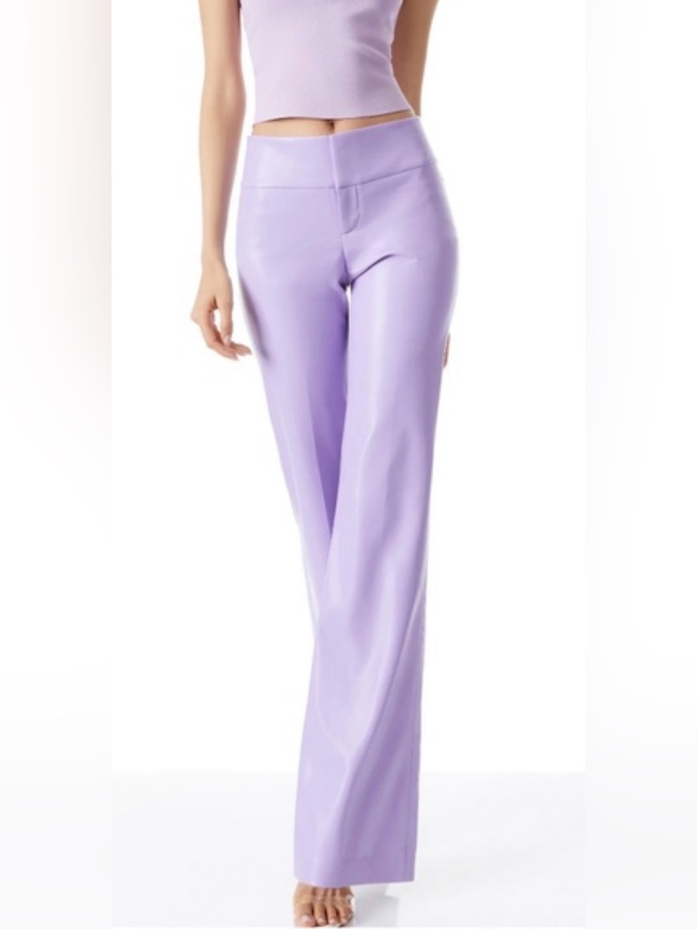 NWT Alice + Olivia Pastel Lilac Wide-Leg faux leather Pants $295